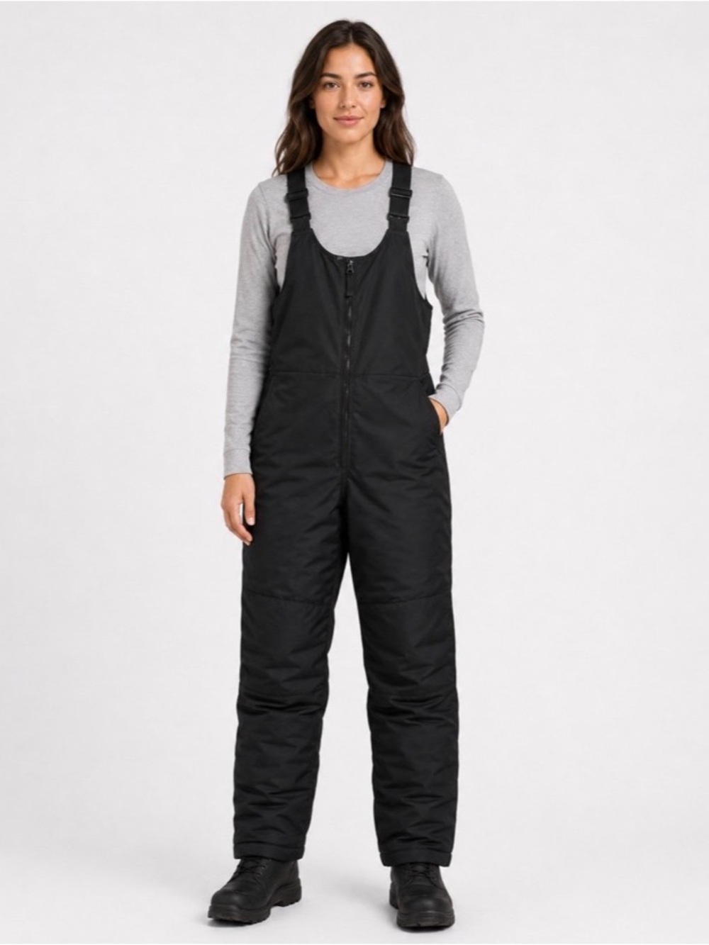 Magellan Outdoors Black Bib Overalls with Pink Straps snow Medium Vacation
